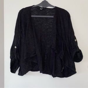 Forever 21 Black Button Sleeve Flyaway Cardigan